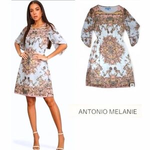 Antonio Melanie Neutral Paisley Print Dress Size 0